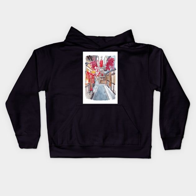 Shinjuku Alley, Tokyo Japan Kids Hoodie by NorrskenArt